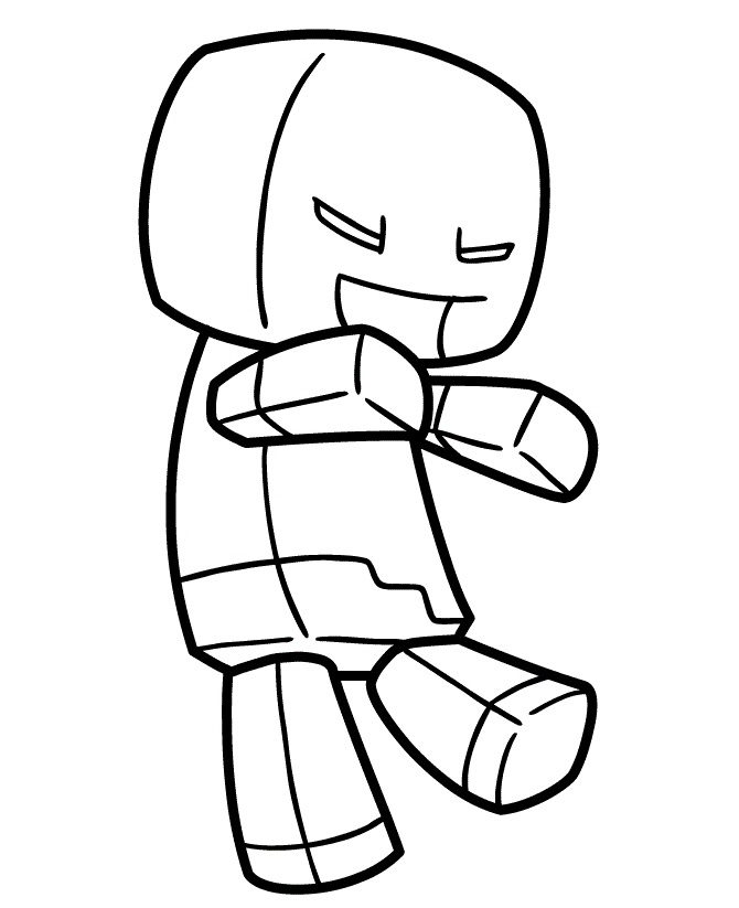 zombie cute minecraft coloring pages