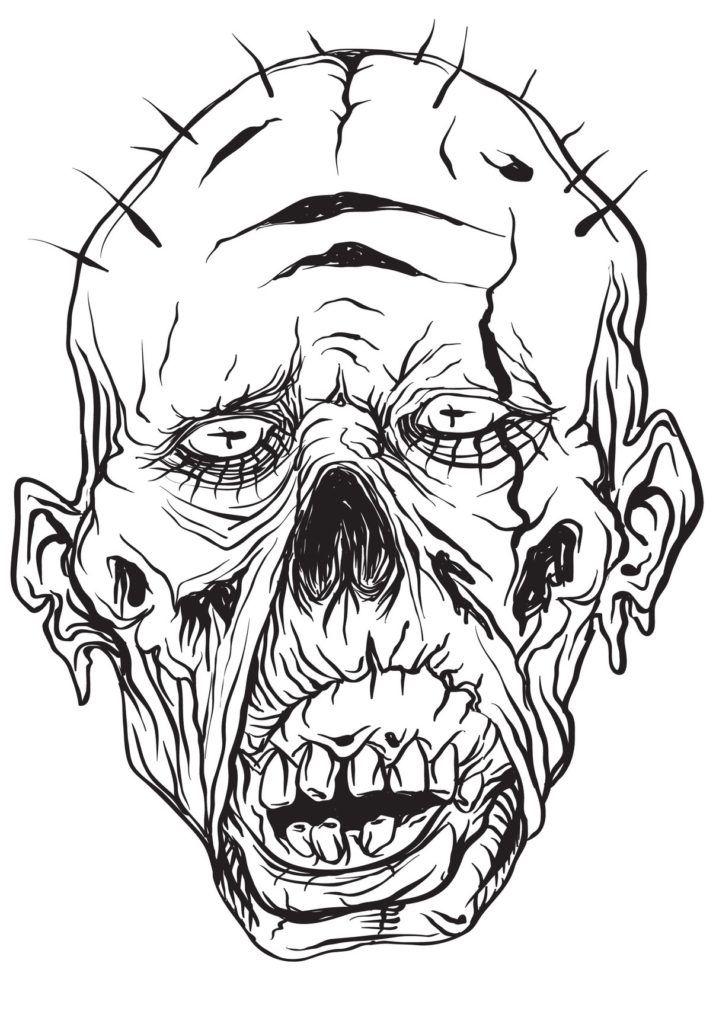 zombie head coloring book pages