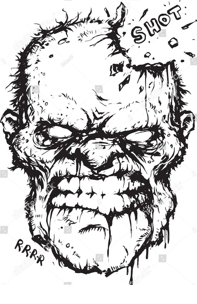 zombie headshot coloring pages