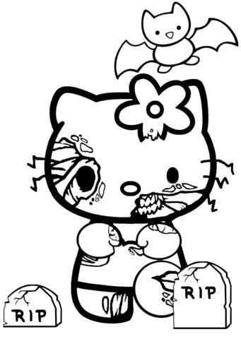 zombie hellokitty coloring pages cute