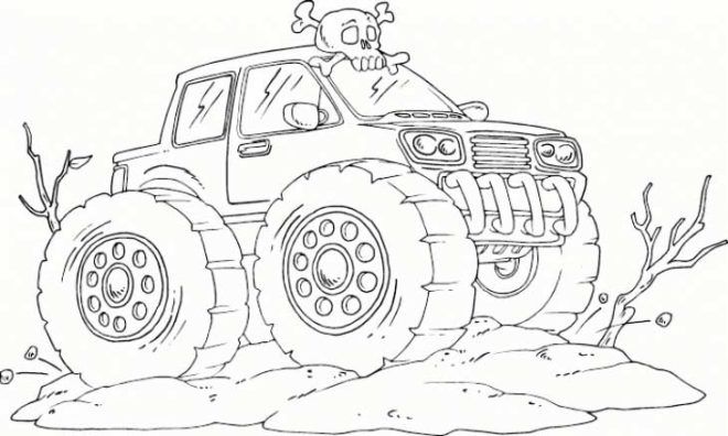 zombie hunter monster truck coloring pages
