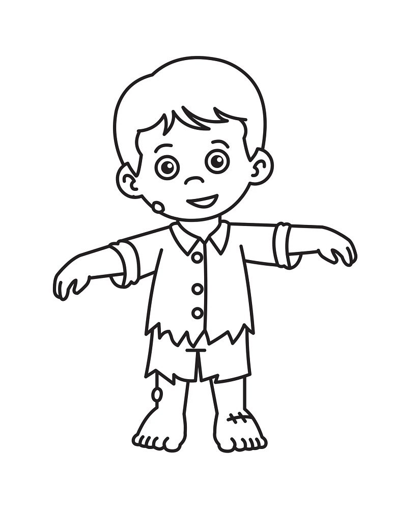 zombie kids coloring pages