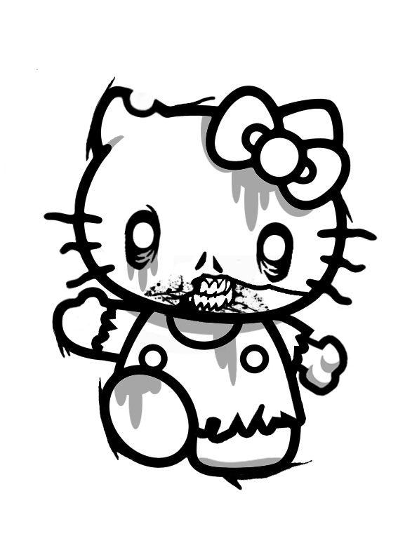 zombie kitty coloring pages
