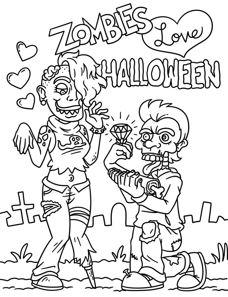 zombie love coloring pages