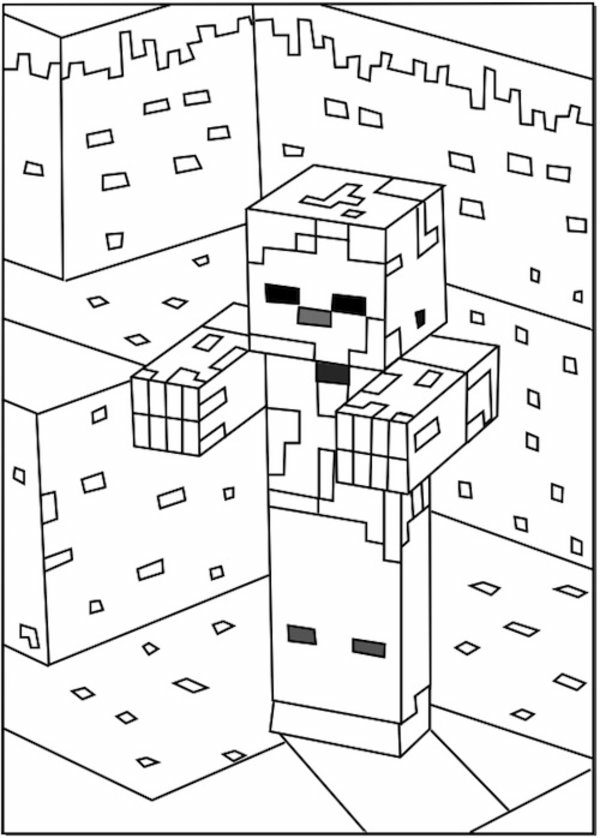zombie minecraft printable coloring pages
