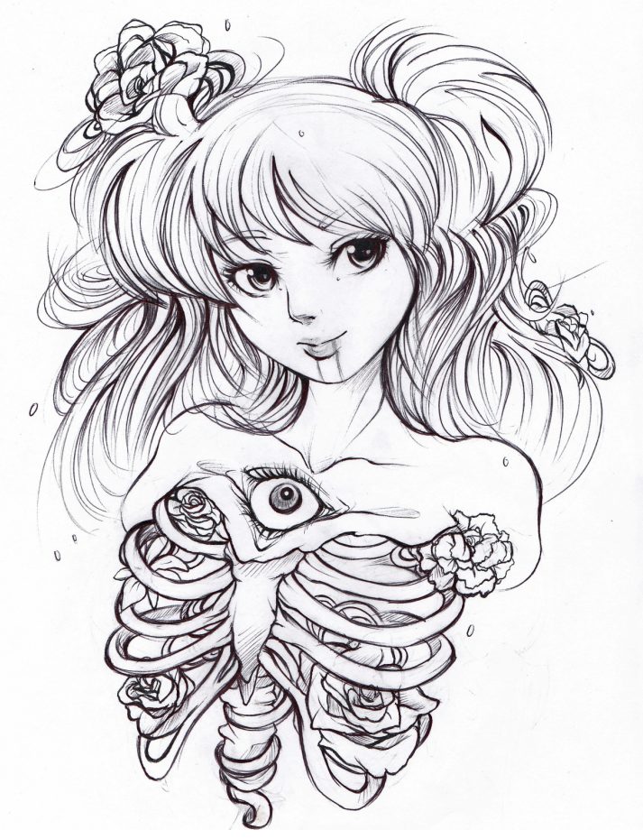 zombie pin up girl coloring pages