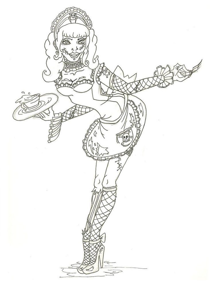 zombie pinup coloring pages