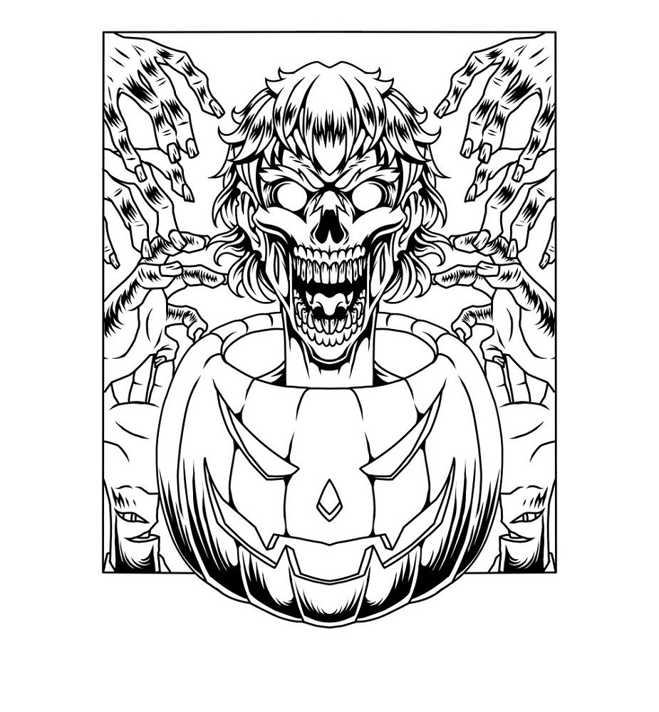 zombie pumkin head coloring pages