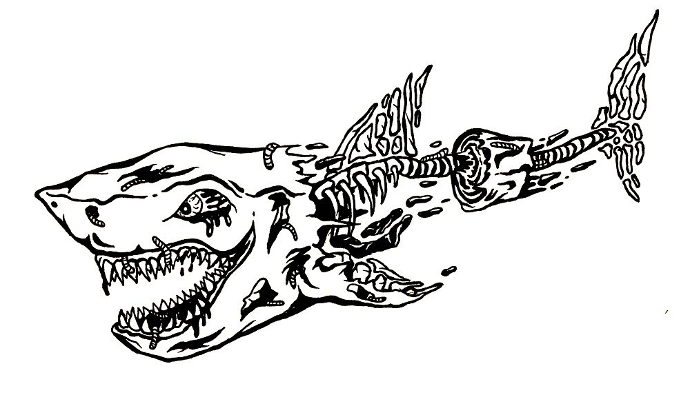 zombie shark coloring pages