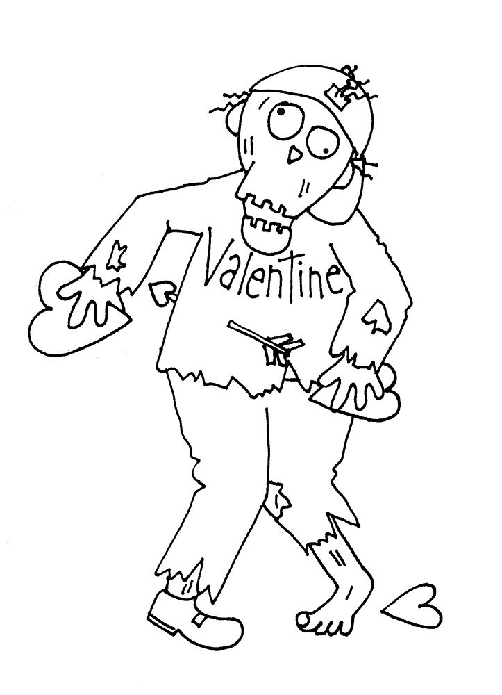 zombie valentine coloring pages