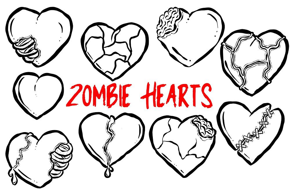 zombie valentine's day coloring pages